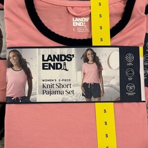Lands' End Women's Pink and Navy Knit Short Pajama Set NWT